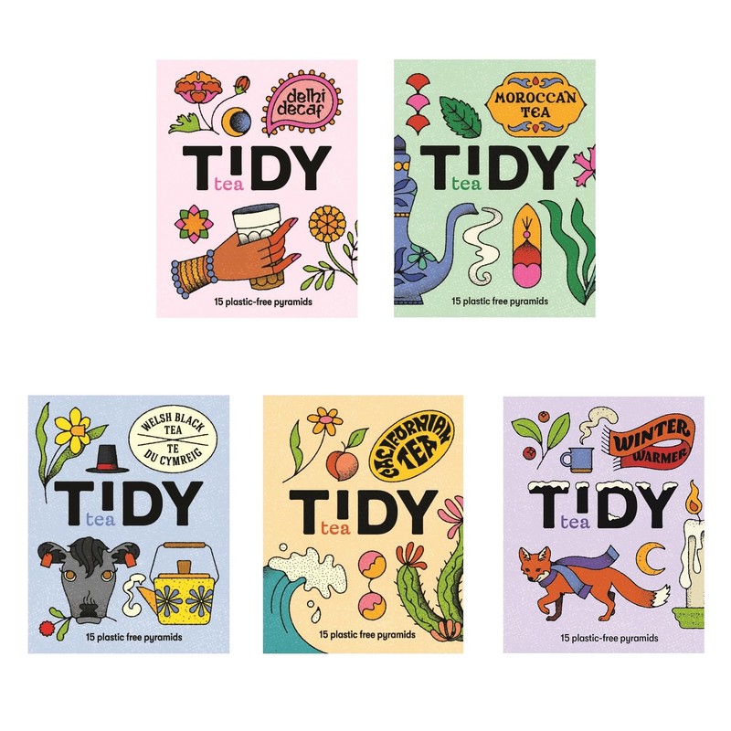 Tidy Tea, Delhi Decaf, 6 x 15 Plastic Free Pyramid