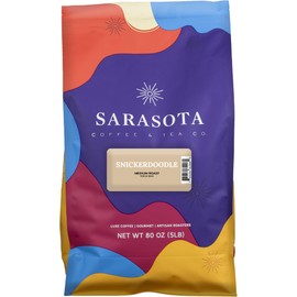 Sarasota Coffee Whole Bean Snickerdoodle Sugar Cookie | Medium Roast Gourmet Flavored Coffee Beans | Low Acid, Mold Free, Specialty Grade Bulk Coffee Beans | 5lb (80 oz)