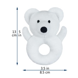 Doindute Baby Polar Bear Soft Rattle Toy, Polar Bear Plush Infant Shaker Rattle Easy-Grasp Stuffed Animal Toy, Birthday Gifts for Babies Toddlers Boys Girls, Ages Newborn +, White,5"