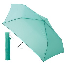 Magical Tech 10256 Ultra Lightweight 2.5 oz (72 g), Folding Umbrella, Large Diameter 34.3 inches (87 cm), Hand Opening, Easy to Open and Close, Plain, Unisex, Lightweight, 21.7 inches (55 cm), Mint Green