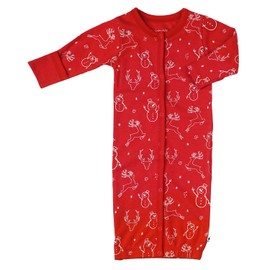 Babysoy Long Sleeve Organic Gown Sleep Sack Bundlers (Snow-Red, 0-3 Months)