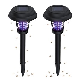 Solar Bug Zappers Outdoor, Rechargeable Mosquito Fly Zappers Lamp Repellent Outdoor Waterproof LED, Solar Powered Mosquito Killer Lamp for Indoor & Outdoor (2 Pack)
