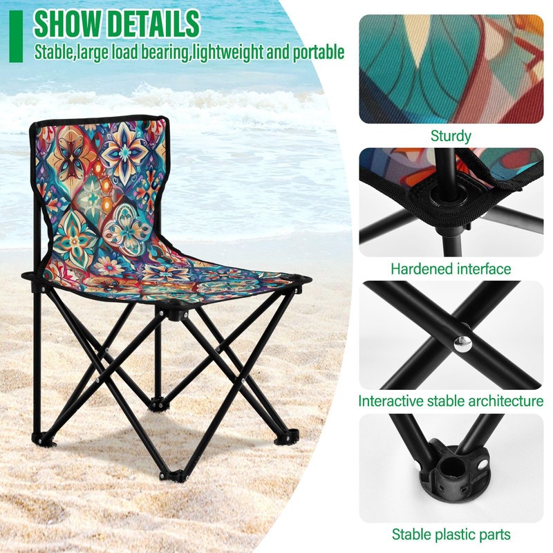UMIRIKO Portable Camping Chairs Flowers Floral Lightweight Folding Chair for