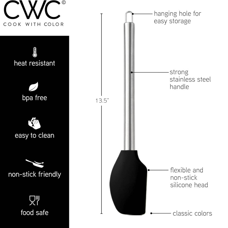 COOK WITH COLOR Silicone Cooking Utensils, Kitchen Utensil Set, Easy