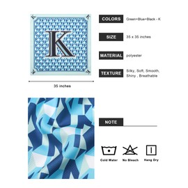 AWAYTR 35” Alphabet Head Scarf for Women Like Silk Scarf for Hair Scarves Hair Bandana For Women Headscarf Hair Wrap Scarfs Neck (K)