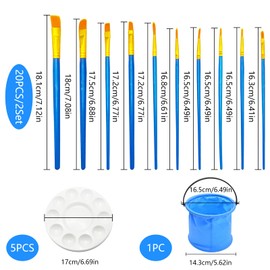 5 x 10-hole mixing palette, plastic, round painting palette with 20 brushes and 1 bucket, professional oil painting, face painting, watercolour painting, art of drawing