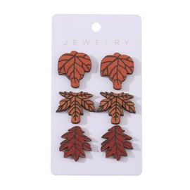 Thanksgiving Day Pumpkin Maple Leaf Earrings Set 3-4Pairs Colorful Maple Pumpkin Gnome Earrings for Women Creative Autumn Holiday Party Jewelry-Set H