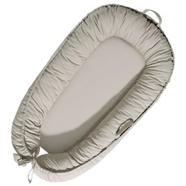 TARJODGY Baby Lounger - Baby Lounger for Newborn 0-24 Months, Soft Breathable Cotton Infant Lounger Cover, Portable Baby Nest for Travel, Newborn Essentials (Silver)