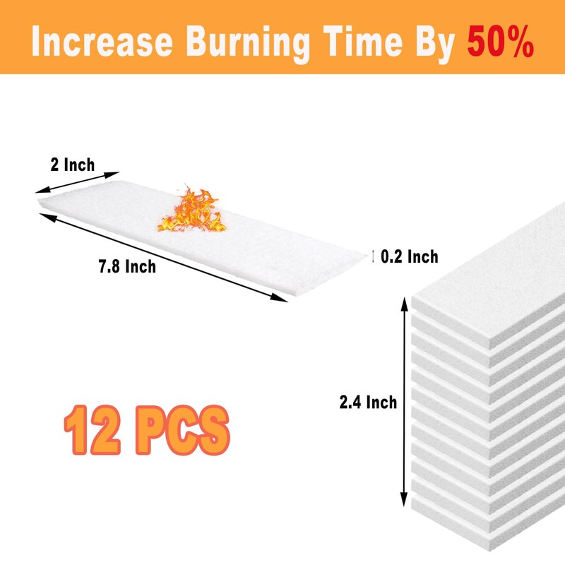 12 Packs Ceramic Wool Wick for Fire Pit Extend Burn