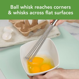 Stainless Steel Whip Whisk, 10" - Kitchen Ball Whisks for Cooking, Blending, Mixing, Stirring, Whipping & Beating - Whisking Tool as Mixer, Frother & Stirrer - Dishwasher Safe Whisker