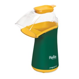 Presto 04870 Poplite Hot Air Popcorn Popper - Built-In Measuring Cup + Melts Butter, Easy to Clean, Built-In Cord Wrap, 18 Cups, Green/Gold