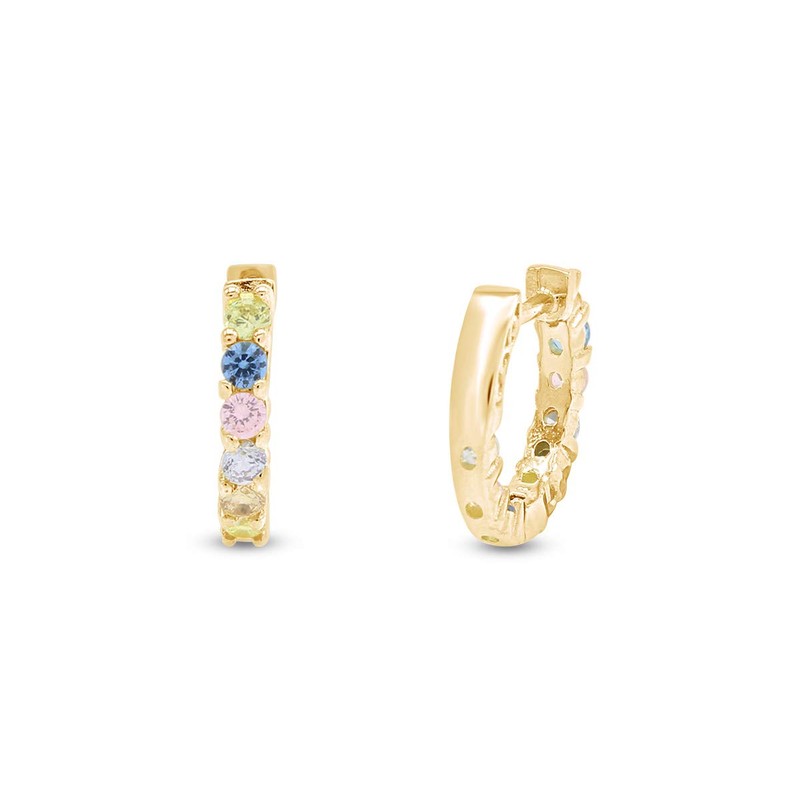 Round Rainbow Inside-Out Pastel Hoop Earrings for Women in 14k