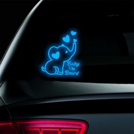Vesvory High Intensity Reflective Baby on Board Car Sticker Waterproof Cute Animal Baby in Car Decals Safety Warning Sign Kids on Board Decal for Car Bumper Window (Blue)