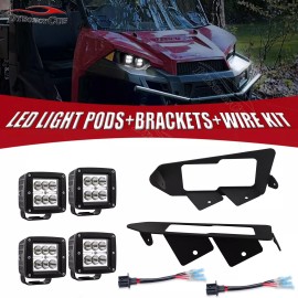 DYSO Fit 13+ Polaris Ranger 900 XP CREW Headlight Mount Dual 24W LED Pod Upgrade Kits