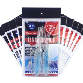 10 Packs - 4.5" Fishing Ling Cod Rig Twin Bulb Squids Rockfish lingcod Soft Lure - Blue