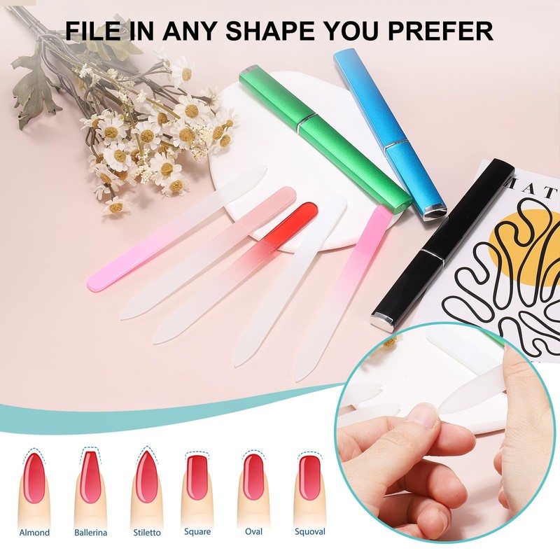 sourcing map Glass Nail File Kit 280 Grit Double Sided