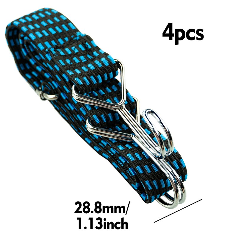 Adjustable Flat Bungee Cords with Hooks, Bungee Straps with Anti-Rust