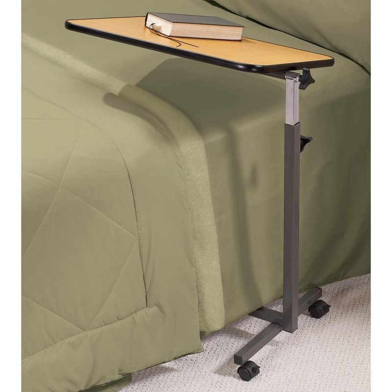 EasyComforts Rolling Tray Table with Swivel Casters, Adjustable Height &