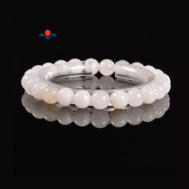 Unbranded White Agate Smooth Round Bracelet Size 6.5-7mm 7.5'' Length (6.5-7mm)