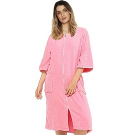 i-Smalls Women's Pure Cotton Zip through Terry Towelling Robe - Luxurious and Comfortable Bathrobe (8-10) Pink