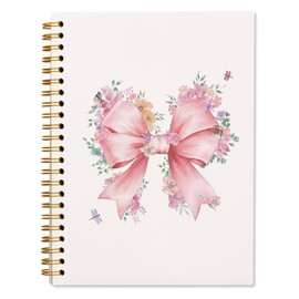 ShowDraven Coquette Pink Bow Notebook Journals, Preppy Girly Style Spiral Notebook for Teen Girls Women, Funky Trendy Hardcover Spiral Notebook 5.5x8.3 Inch