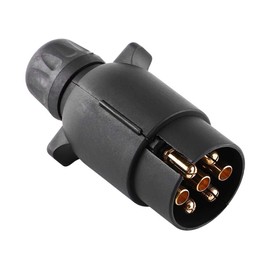 Suuonee Trailer Plug, 12V 7 Pin Electric European Trailer Plug N Type Plastic 7 Pin Cable Connector Adapter Black