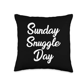 Sunday Snuggle Day Relax Cute Relationship Couple Throw Pillow, 16x16, Multicolor