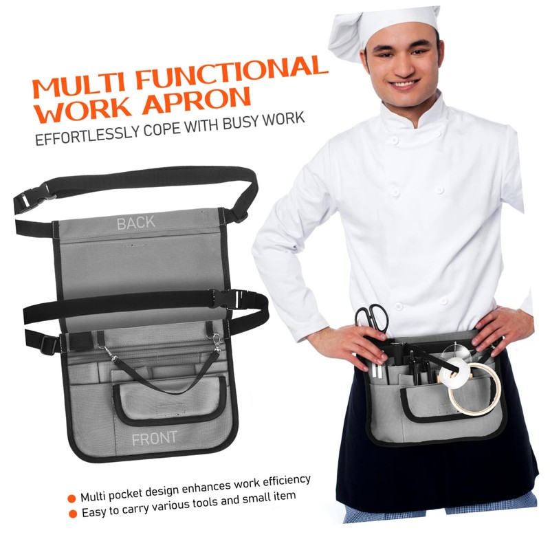 Operitacx Server Apron with Pockets Half Waist Apron for Men