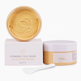 Shefave Kurkuma Vitamin C Ton-Maske, Turmeric Gesichtsmaske Tonerde Maske für Reinigt Akne und Dunkle Flecken, Poren Verkleinern, Gesichtsmasken kontrolliert Öl, Hautpflege, 120ml