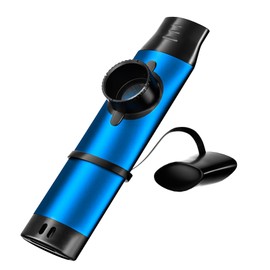 Kazoo - Professional Metal Musical Instrument with 5 Extra Membranes, Adjustable Tone for Guitar, Ukulele, Piano & Singing, Durable Brass, Portable for Adults and Students - Blue