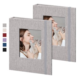 Remowith Photo Album 6 x 4,Slip-in Picture Albums,Linen Hardcover Picture Albums for Family Anniversary Baby Wedding 52 Pockets 2 Pack Grey