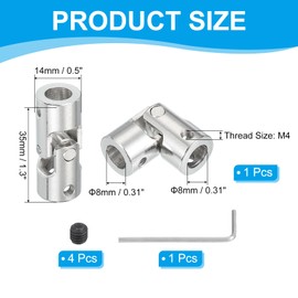 PATIKIL Rotatable Universal Steering Shaft 8mm to 8mm Inner Dia, U Joint Shaft Coupling U Joints Coupler Connector Accessories with M4 Screws for Motor Model Robots