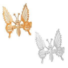 2 PCS 3D Butterfly Hair Clips, Moving Wings Butterfly Metal Hair Barrettes, Hair Styling Accessories for Girls and Women (Gold/Silver)