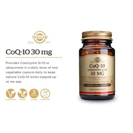 Solgar CoQ-10 (Coenzyme Q-10) 30 mg Vegetable Capsules - Pack of 60 - Helps Reduce Effects of Aging - Supports Energy Production - Vegan, Gluten Free and Kosher