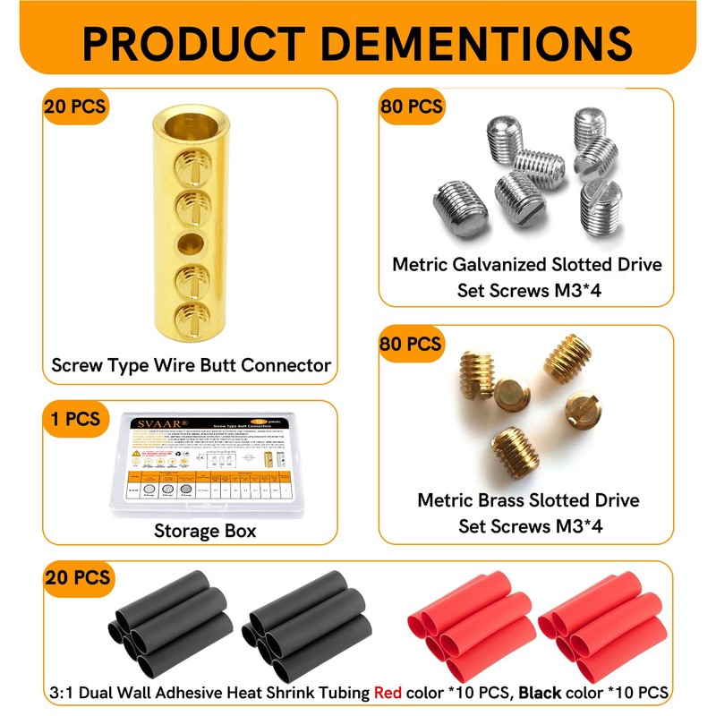 14-12 Gauge Wire Butt Connectors 20 PCS Brass Mechanical Butt