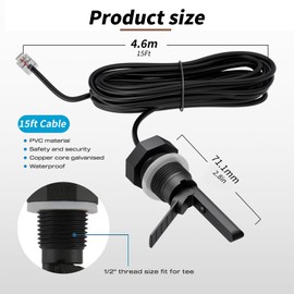 GLX-FLO-RP Flow Switch for Hayward Salt System, 1/2" G Thread with 15FT Cable - Compatible with Hayward Goldline & Aquarite Salt Chlorinator Generator - Bonus Waterproof Tape