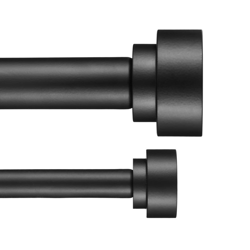 Heavy Duty Double Curtain Rods with Cylindrical Cap Finials -