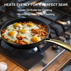 Non Stick Frying Pans – 10 Inch Honeycomb Skillet with Stay-Cool Stainless Steel Handle, Scratch Resistant, Induction Compatible Nonstick Frying Pan for Gas, Electric, Ceramic, Oven & Dishwasher Safe