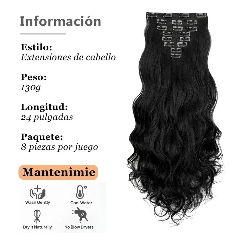 Clip En Extensiones De Cabello 8 Piezas De Cabeza Completa