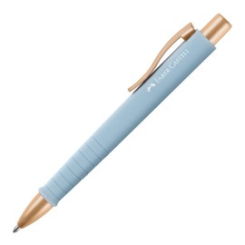 Faber-Castell Poly Ball Urban Ballpoint Pen: Sky Blue Journaling Pens, Box of 5 - Blue Ink Ballpoint Pens for Smooth Writing, Retractable Writing Pens with Comfort Grip, Fancy Pens for Men and Women