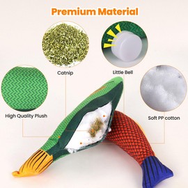 Aucenix Catnip Toys for Cats - Cat Nips Toys for Indoor Kittens Christmas, Plush Pillow Pet Chew Interactive Toy Built-in Crinkle Bell, Soft Kicker for Cats Claw Chewing Teeth Cleaning