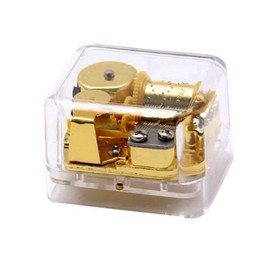 Wind-up Square Plastic Music Box with Gold-Plating Movement in,Over The Rainbow,Transparent