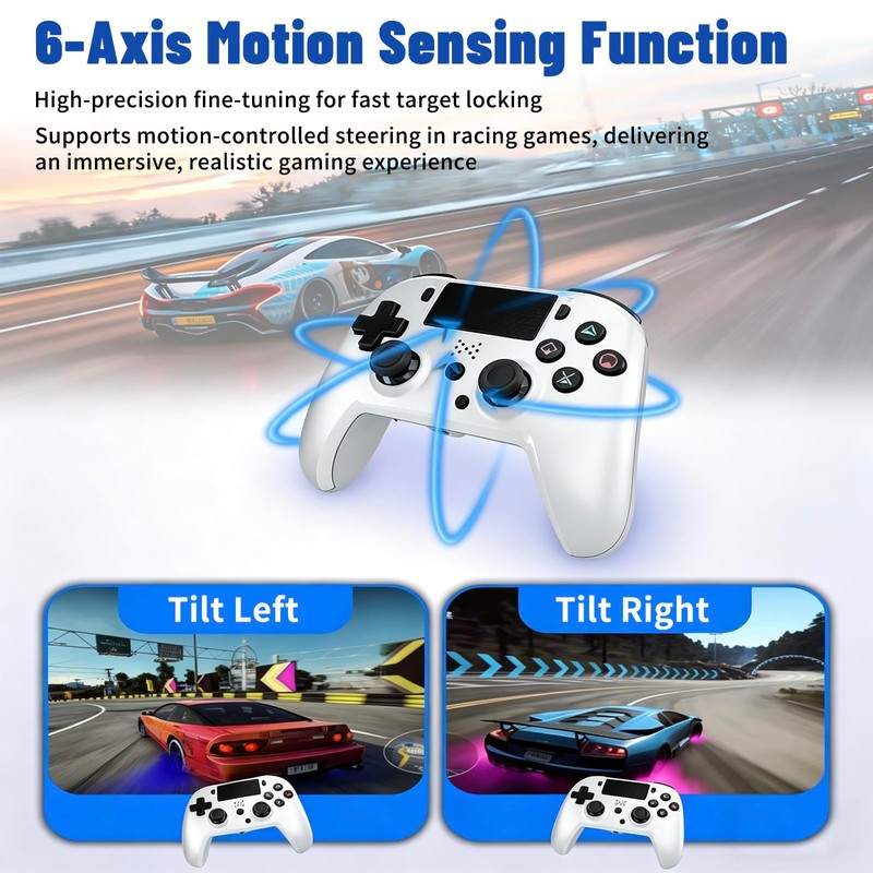Jersonn Wireless Controller Compatible with PS4/Pro/Slim/PC, with Dual Vibration, 1200mAh