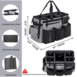 IBVIVIC Wearable Cleaning Caddy Bag for Cleaning Supplies,Large Capacity Cleaning Organizer Grey