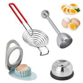 Zyiphor 4 Stück Eierschneider Set, 1 Eierschneider + Eierschalensollbruchstellenverursacher + Eierpiekser Eierstecher + Eiertrenner für Küche, Esszimmer, Bar