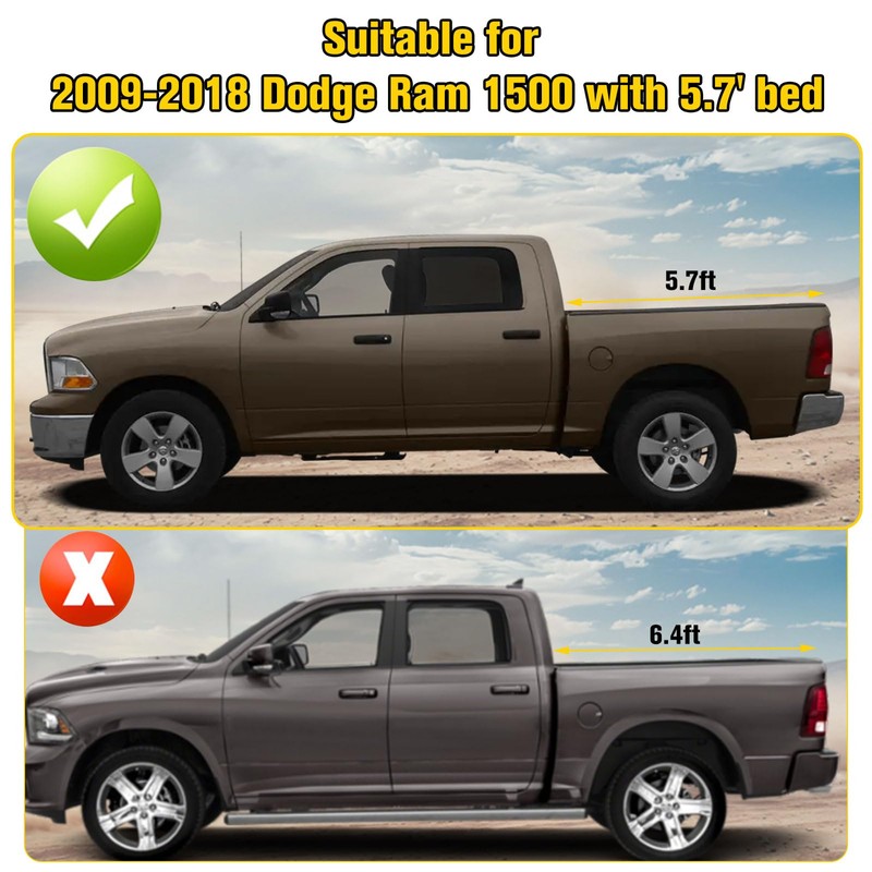 HSUTVXPRO 5.7ft Truck Side Bed Rail Caps for Dodge Ram
