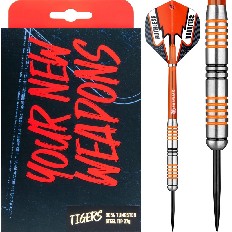 RUTHLESS Tigers Darts | 90% Tungsten Steel Tip Tungsten |