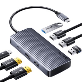 QUUGE Docking Station Dual Monitor 2 HDMI, 7 in 1 USB C Hub with Dual HDMI 4K, PD Charging, 5Gbps USB 3.0, 3 USB2.0, USB C Docking Station for MacBook Pro/Dell XPS/HP/Lenovo/Surface/Yoga etc