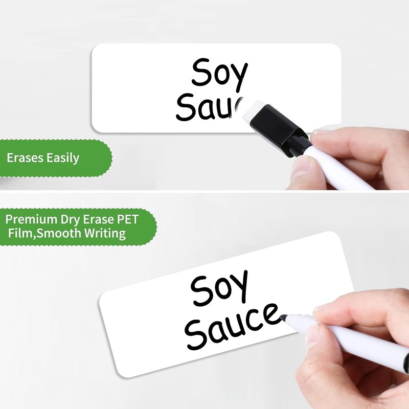 SVNOOC Multiple Use Removable Labels, Dry Wipe Labels Stickers, White,