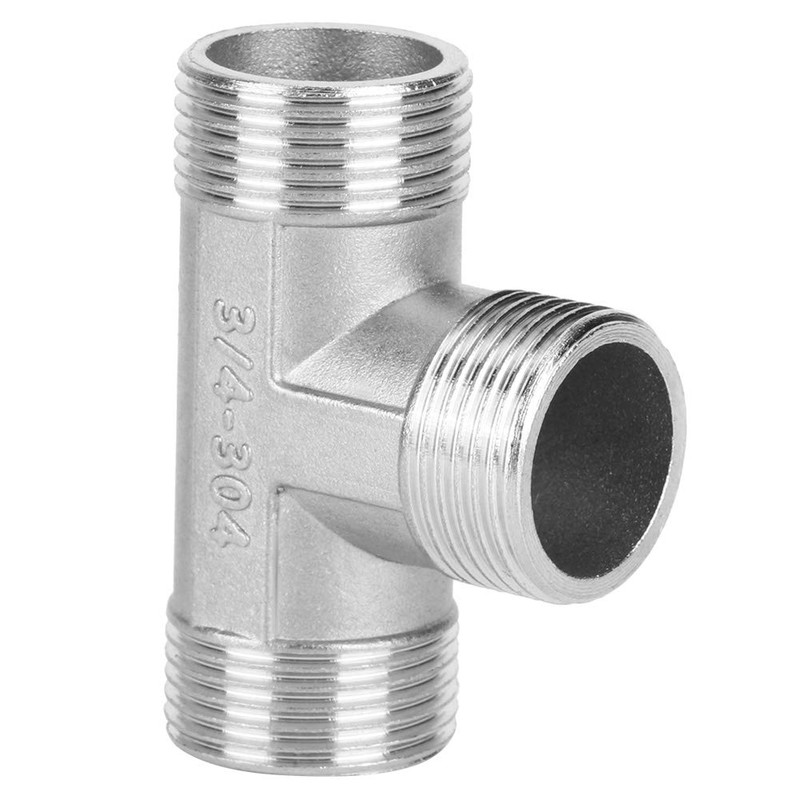 3/4 Stainless Steel Tee Fitting - 3-Way Pipe Connector -